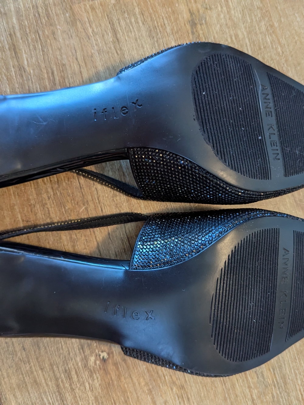 Anne Klein Black Sparkle Pointed Slingback Heels - Picture 8 of 13